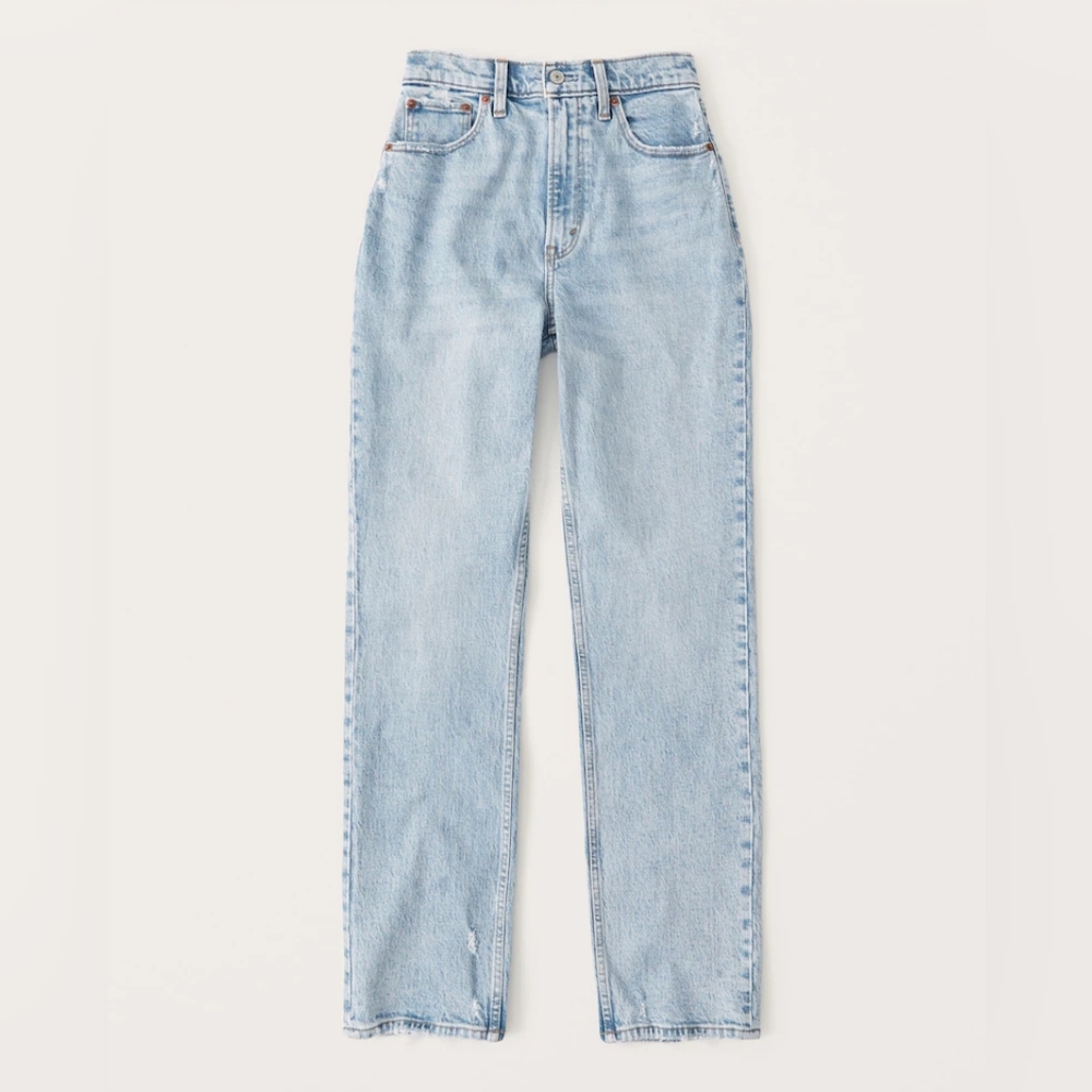 NWT Abercrombie & Fitch Curve Love Ultra High Rise 90s Slim Straight Jean